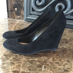 Classic black suede wedges